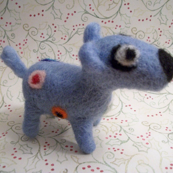 Blue Dog, Felted Wool Dog, Handmade Gift