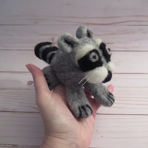 Handmade Raccoon, Felted Animal, Nature Gift