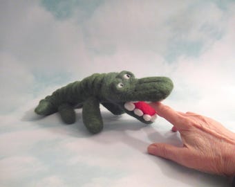 Felted Alligator, Crocodile Plush, Nature Gift