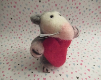 Possum Figure, Felted Possum, Possum With Heart