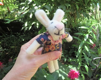 White Rabbit, Small Bunny Doll, Handmade Gift
