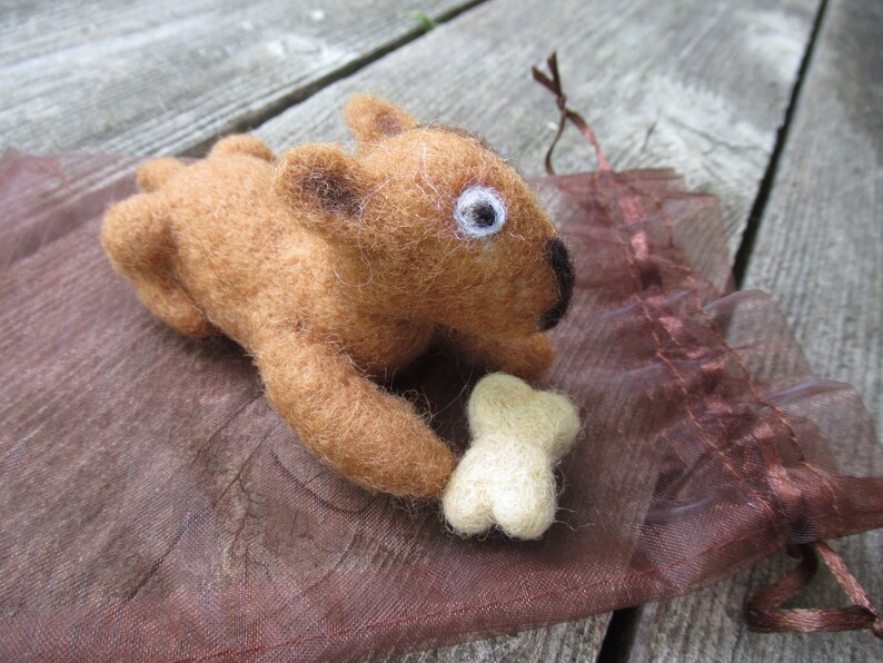 Felted Dog Little Brown Dog Handmade Gift Adopt Me