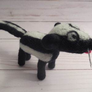 Needle Felted Skunk, Black and White, Handmade Animal