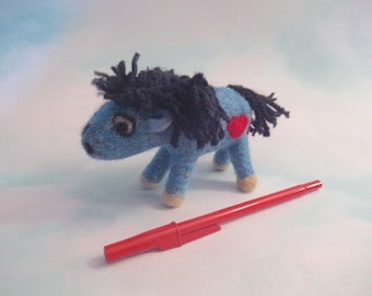 Mini Pony, Blue Horse, Whimsical Gift