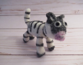 Striped Kitty, Felted Cat, Mini Feline