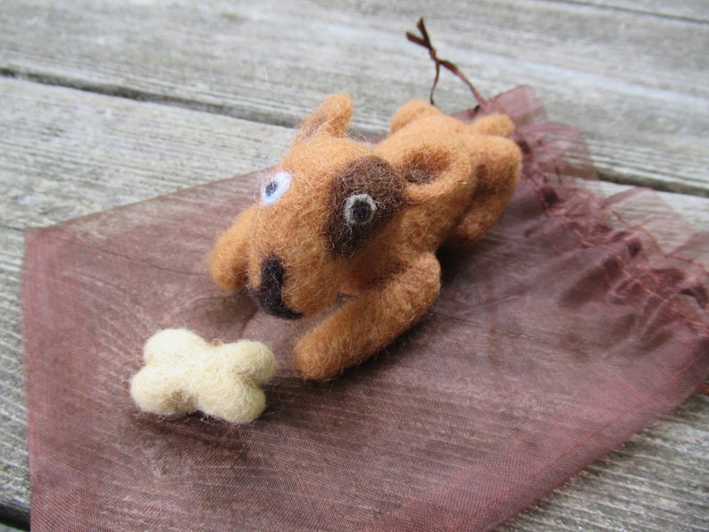 Felted Dog Little Brown Dog Handmade Gift Adopt Me