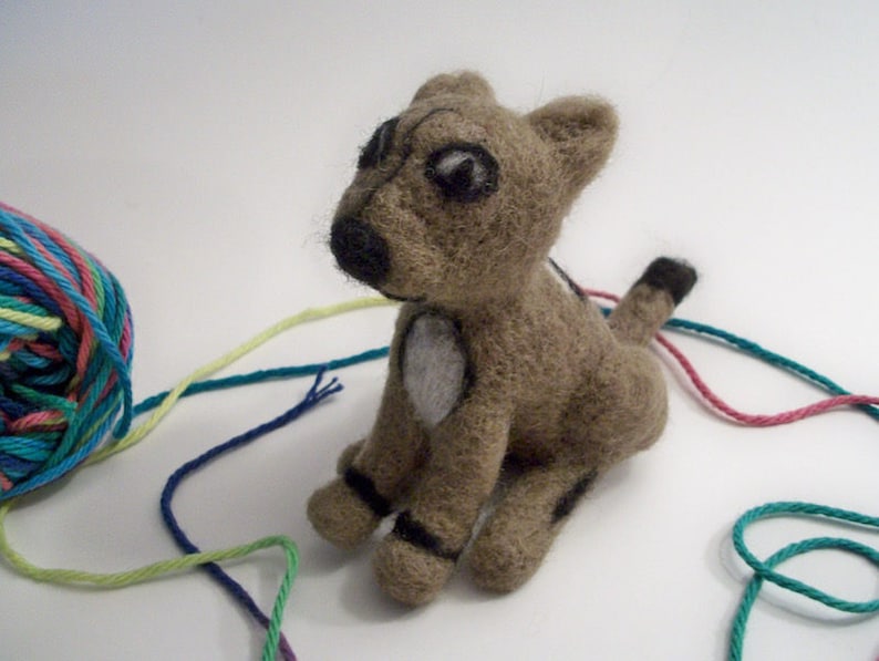 Cat Figure Handmade Gift Needle Felted Kitty