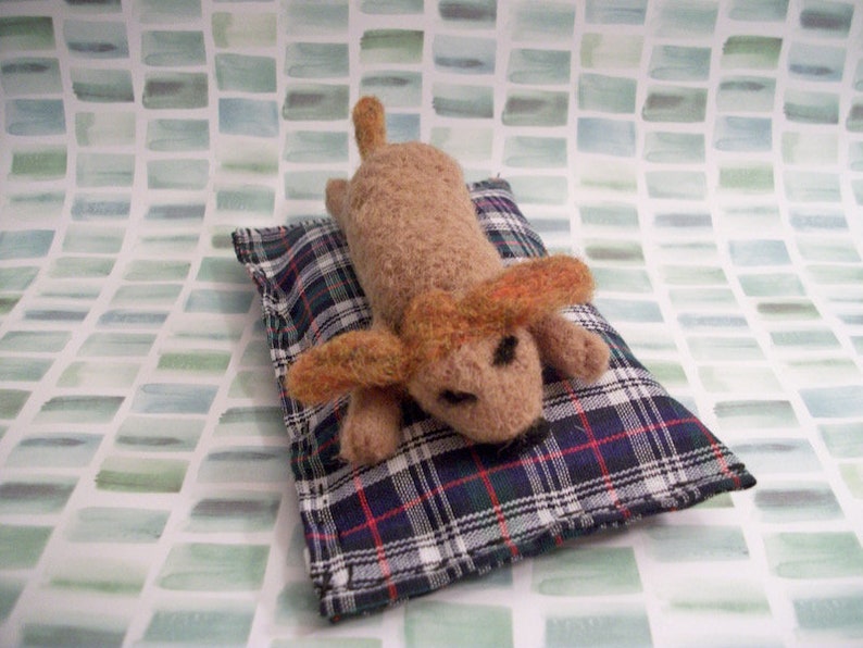 Handmade Gift Felted Dog Sleeping Dog Dog Bed