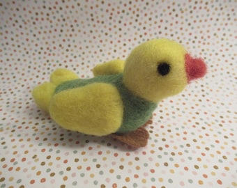 Green Yellow Bird, Made By Hand, Felted Figure