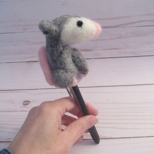 Pencil Topper, Finger Puppet, Felted Possum
