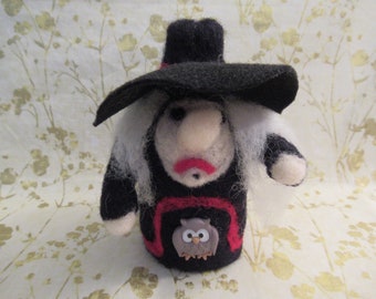 Halloween Witch, Witch With Owl, Felted Witch