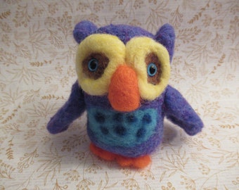 Purple Owl, Felted Owl, Handmade Bird, Owl Figure