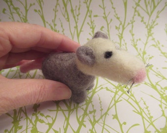 Tiny Possum, Felted Possum, Made By Hand