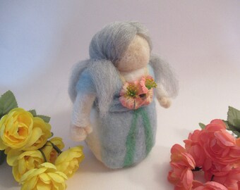 Felted Doll,  Pastel Colors, Earth Mother, Handmade Figure