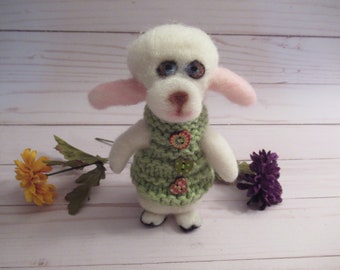 Felted Lamb, Lamb with Sweater, Handmade Figure
