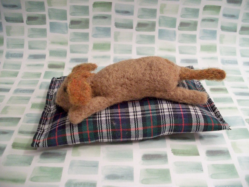 Handmade Gift Felted Dog Sleeping Dog Dog Bed