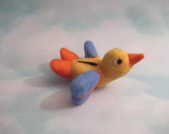 Colorful Bird, Felted Figure, Pop of Color