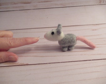 Teensy Possum, Felted Critter, Made By Hand