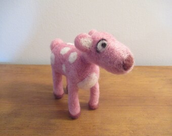 Felted Fawn, Pink Deer, Baby Deer, Made by Hand
