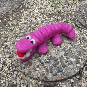 Pink Alligator, Felted Crocodile, Handmade Figure