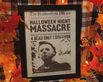 Halloween Massacre 1978 - Haddonfield, Illinois - Linen Print - Michael Myers