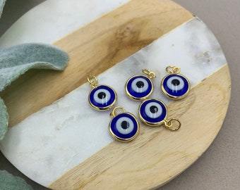 5 pcs Goldfilled 18k 1.5cm evil eye charm AP5445 1.5