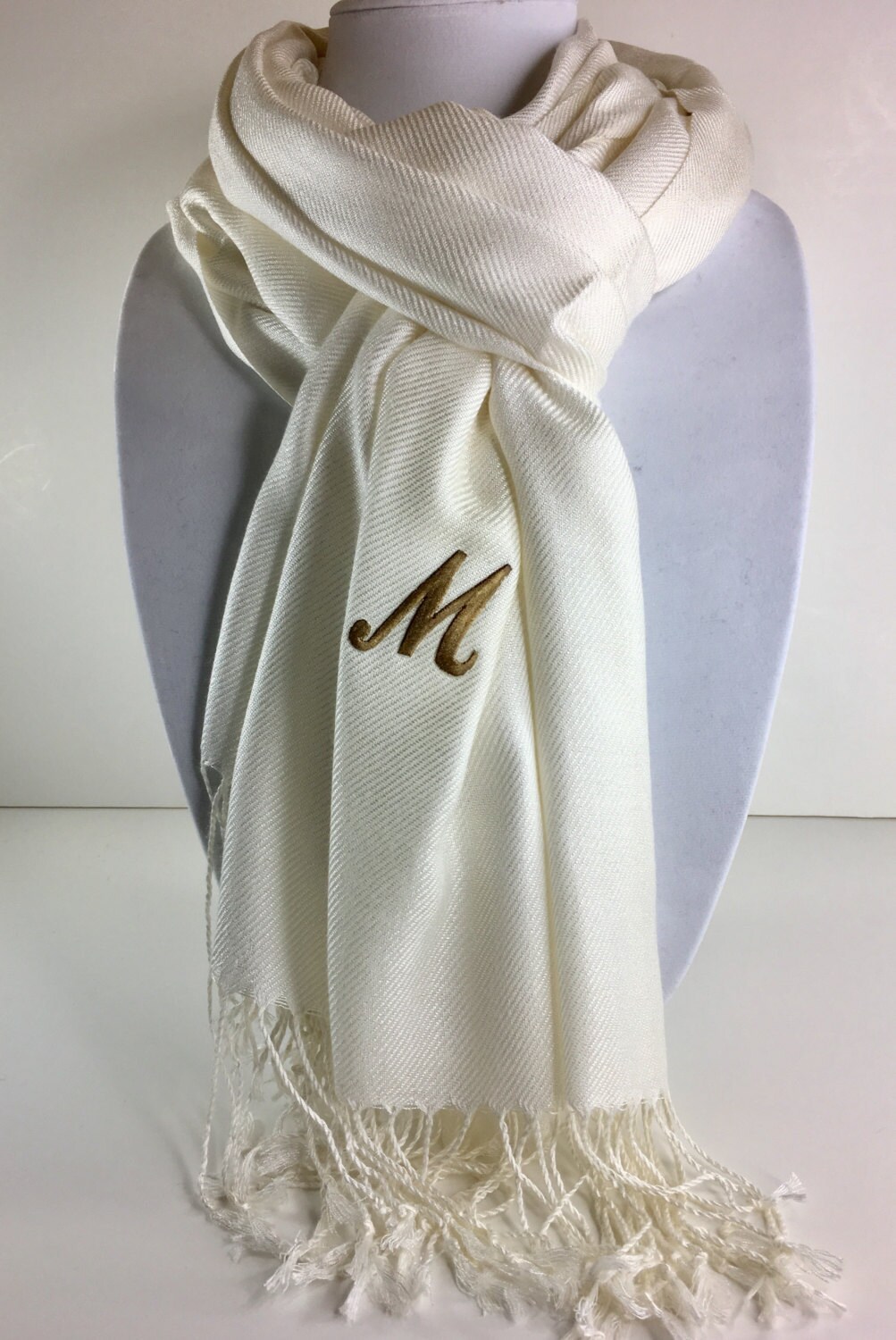 Pashmina shawl for wedding Monogram Pashmina Any color Etsy
