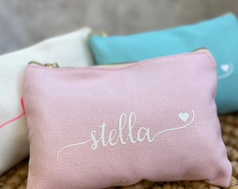 PERSONALIZED MAKEUP BAG, Custom Cosmetic Bag, Personalized Stylish Text Print Durable Script Cosmetic Zipper Bag, Unique Gift - Gigi