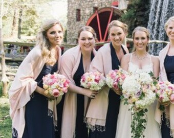 Pashmina scarf blush - blush ñbridesmaid's gift - blush bridesmaid scarf - blush wedding shawl - light pink party favors - pink wedding shaw