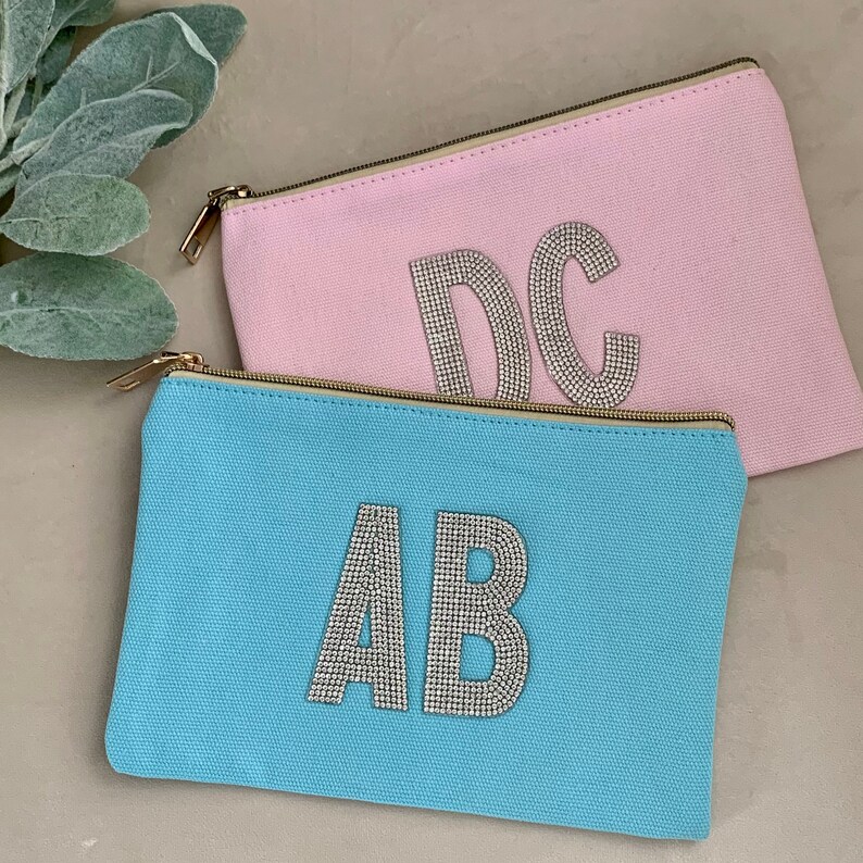 Script Cosmetic Bag Personalized Cosmetic Bag Bridesmaid Gift Personalized MakeUp Bag Personalized gift Mom Gift Teacher Gift image 2