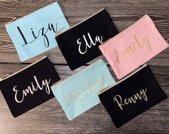 Script Cosmetic Bag - Personalized Cosmetic Bag - Bridesmaid Gift - Personalized MakeUp Bag- Personalized gift - Mom Gift - Teacher Gift