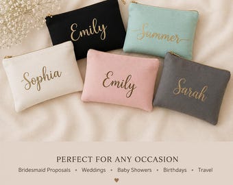 Personalized Script Makeup Bag: Custom Cosmetic Zipper Pouch