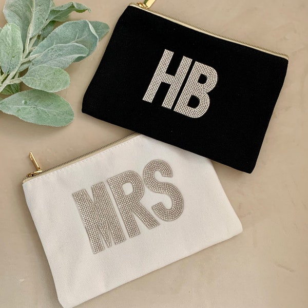 Initial Cosmetic Bag Etsy