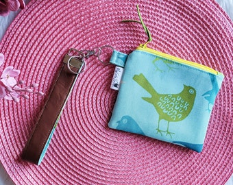 Mini Purse Zipper Wristlet Pouch Coin Purse Women Small Wallet Wristlet Key Chain Gift for Her Unique Bird Lover Christmas Stocking Purse