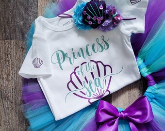 Princess of the Sea Mermaid First Birthday Tutu Outfit for Baby Girl 1st Birthday Cake Smash Outfit Mermaid Girl Second Birthday