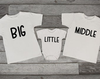 Sibling 3rd Pregnancy Announcement Shirt Big Middle Little Family Shirt Big Brother Big Sister Shirt Baby Reveal Bodysuit Third Pregnancy