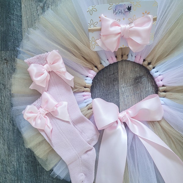 Pink White Gold Tutu for Girl First Birthday Princess Tutu Gold Cake Smash Second Birthday Tutu Photo Prop, Girl Gold 1st Birthday Tutu