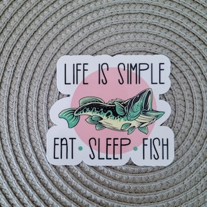 Mangez dormir Sticker poisson cadeau pour pêcheur cadeau pour pêcheuse Sticker amateur de poisson pêche Sticker fête des mères pour fille