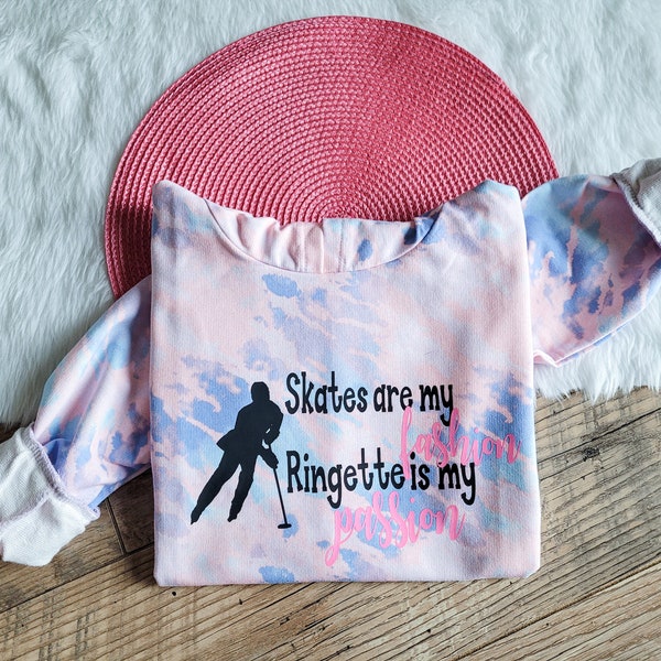 Girl Ringette Tie Dye Hoodie for Ringette Christmas Gift, Skates are my Fashion Ringette is my Passion Sporty Ringette Player Gift