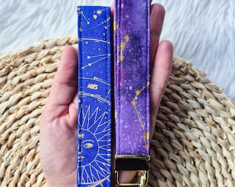 Celestial Moon Sun Keychain Wristlet Planet Key Holder Sun and Stars Wristlet Mothers Day Gift for Women Zodiac Car Accessories Keychain