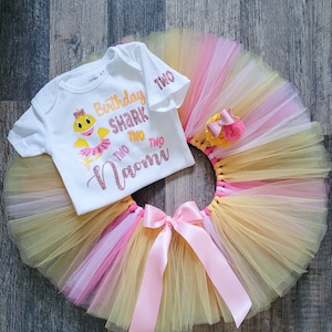Custom Name 2nd Birthday Shark Tutu Outfit for Baby Girl Shark First Birthday Outfit Second Birthday Shark Theme 2nd Shark Birthday Gift