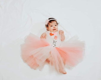 Girl Long Tutu Skirt Custom Toddler Long Tutu for Wedding Flower Girl Skirt for First Birthday Tutu 1st Birthday Cake Smash Photoshoot