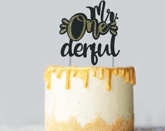 Script Mr. Onederful de décoration de gâteau pour premier anniversaire de garçon Décoration à thème 1er anniversaire de garçon Mr Onederful