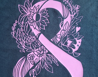 Floral Pink Ribbon Breast Cancer Ribbon Shirt, Woman Breast Cancer Shirt, Gift Cancer Support Shirt, Pink Shirt, Breast Cancer Awareness