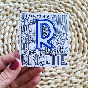 Sticker ringuette bleu typographie pour fille équipe ringuette Noël autocollant cadeau pour tournoi de ringuette, cadeau fille cadeau de fête
