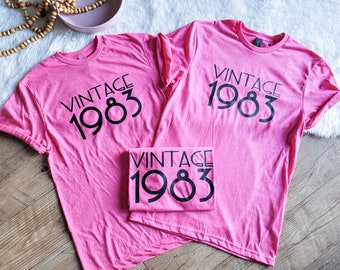 Chemise personnalisée 40e anniversaire cadeau d'anniversaire vintage pour elle Bonjour Quarante chemise anniversaire minimaliste partie t-shirt 40 ans cadeau pour ami