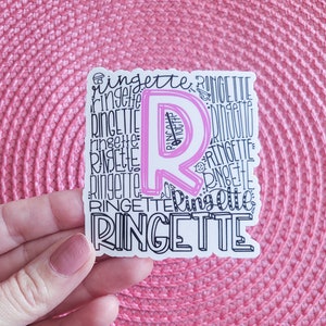 Sticker typographie ringuette pour équipe de filles Sticker Noël ringuette cadeau pour tournoi de ringuette, cadeau sport pour fille