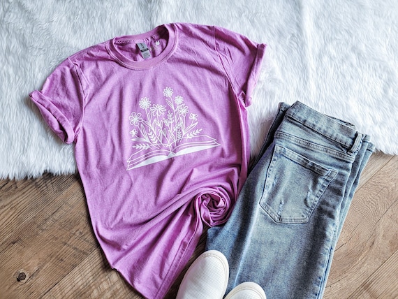 Floral Book Shirt for Book Lover with Flowers Tee Wild Flowers Reading Shirt Floral Shirt Bookish Shirt Librarian Shirt Girl Christmas Gift