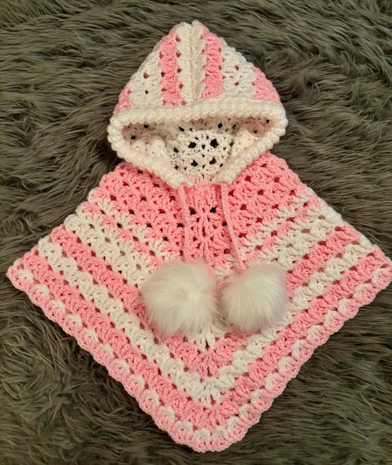Poncho Con Capucha A Crochet Para Bebe Patrón De Tejido Fácil Para