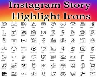 70 Instagram Story Highlight Icons On White Background | Etsy